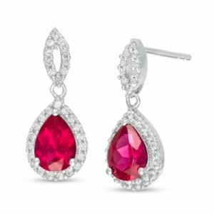 Серьги из серебра с рубином и белым сапфиром