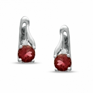 Серьги из серебра с турмалином и белым сапфиром