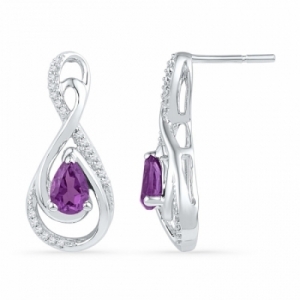 Серьги из серебра с аметистом и бриллиантом
