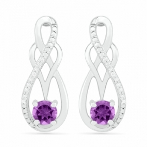 Серьги из серебра с аметистом и бриллиантом