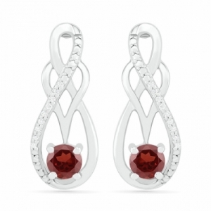 Серьги из серебра с гранатом и бриллиантами
