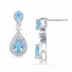 Серьги из серебра с топазом и бриллиантами