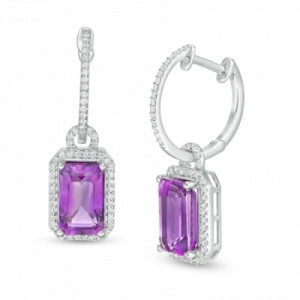 Серьги из серебра с аметистом и топазами