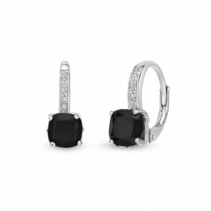 Серьги из серебра с ониксом и топазами