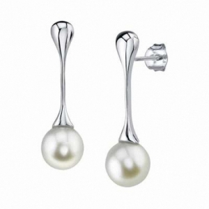Серьги из серебра с белым жемчугом