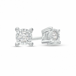 Серьги-гвоздики из серебра с бриллиантом