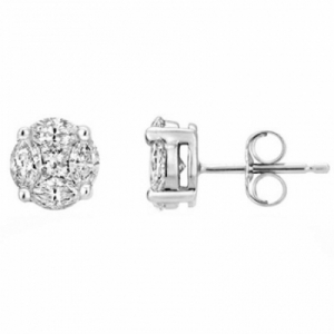 Серьги-гвоздики из белого золота 585 пробы с бриллиантом