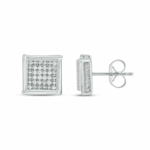 Серьги-гвоздики из белого золота 585 пробы с бриллиантом