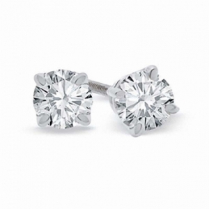 Серьги-гвоздики из белого золота 750 пробы с бриллиантом