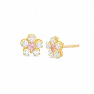 Серьги-гвоздики из желтого золота 585 пробы с Swarovski Zirconia