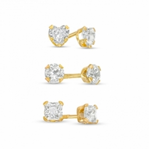 Серьги-гвоздики из желтого золота 585 пробы с Swarovski Zirconia