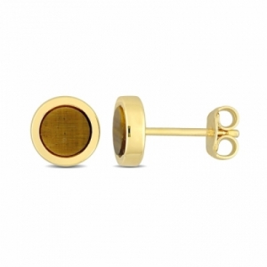 Серьги-гвоздики из серебра 925 пробы с тигровым глазом