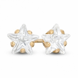 Серьги-гвоздики из желтого золота 585 пробы с Swarovski Zirconia