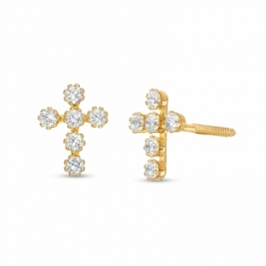 Серьги-гвоздики из желтого золота 585 пробы с Swarovski Zirconia