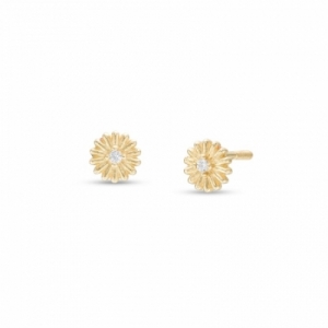 Серьги-гвоздики из желтого золота 585 пробы с Swarovski Zirconia