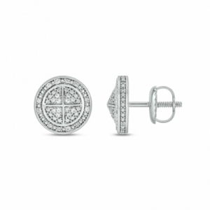 Серьги-гвоздики из серебра с бриллиантом