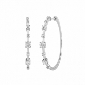 Серьги конго из белого золота 585 пробы с бриллиантом
