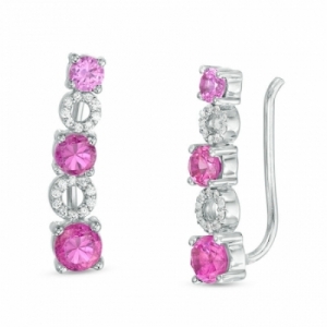 Серьги из серебра с сапфиром и бриллиантами