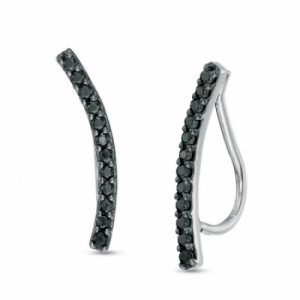 Серьги из серебра с черным бриллиантом