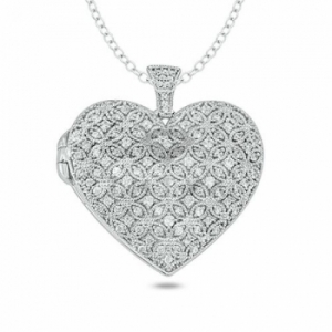 Подвеска из серебра в форме Сердца с бриллиантом