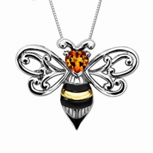 Колье из серебра 925 пробы с цитрином