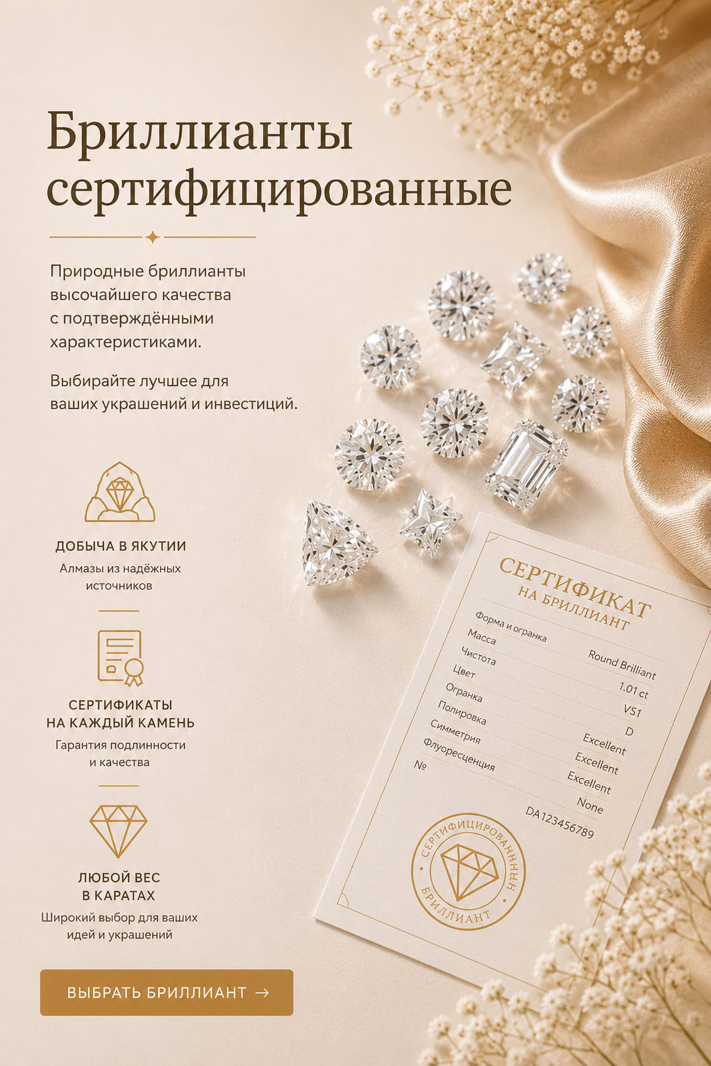 Сертифицированные бриллианты Якутии